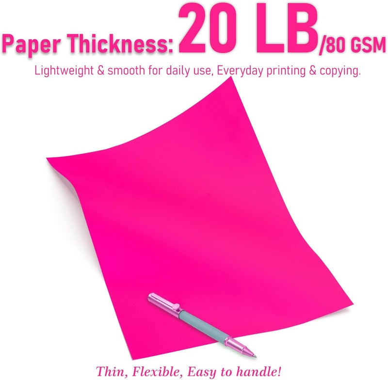 Magecubiku Colored Copy paper 8.5X11 Inches,140 Sheets 20 lb/80GSM 7 Colors Neon Fluorescent Letter Size Printer Multipurpose Paper for Office School Education Daily Printing,Document Copying,Study - Image 3